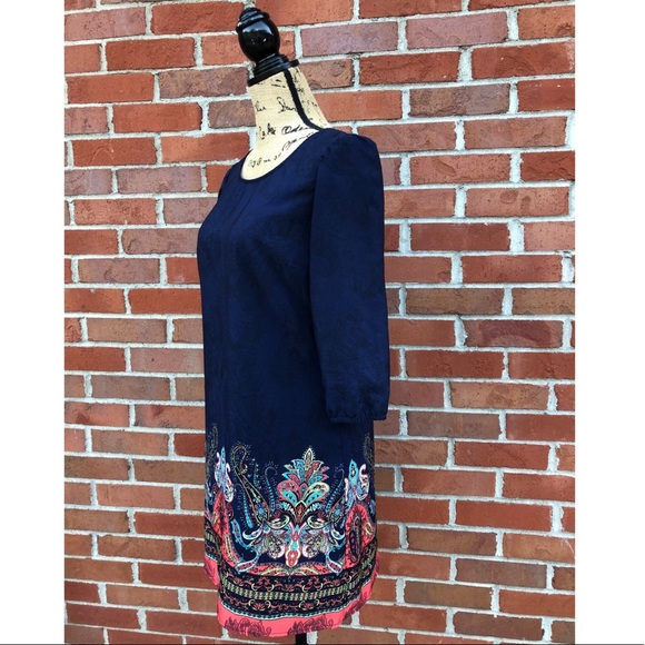 BeBop 3/4 Sleeve Paisley Print Multicolor Dress - Picture 2 of 8